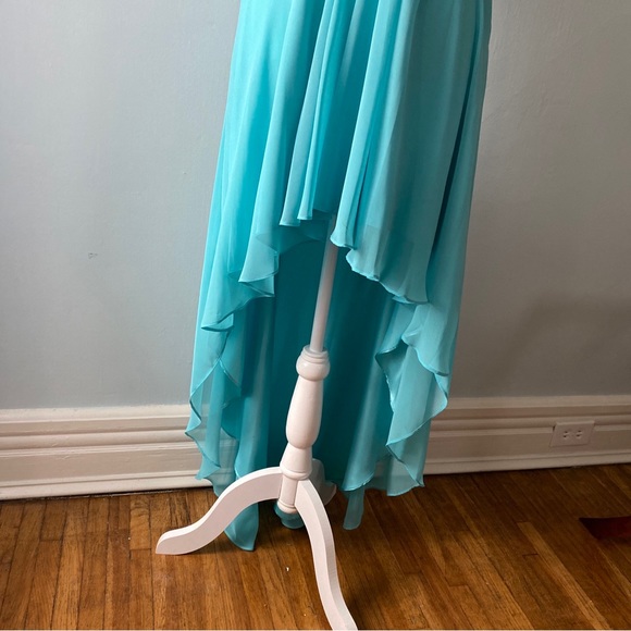 Morgan & co Light blue prom dress hi-low sweetheart neckline strapless size 3/4 - Picture 5 of 11